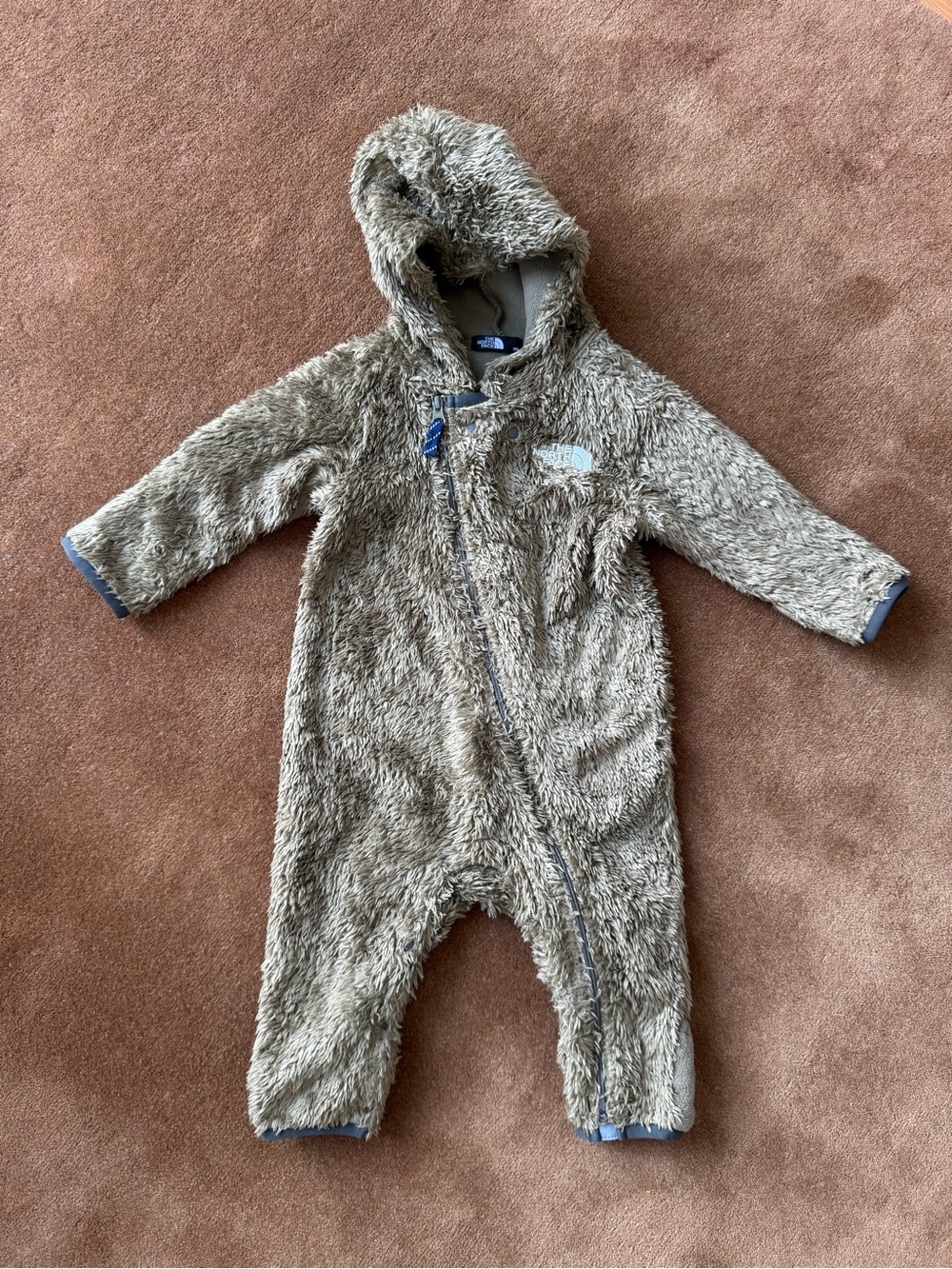 The North Face fleece faux fur baby snowsuit